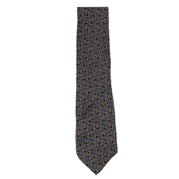 GIORGIO ARMANI Cravatte Men's Brown Blue Paisley Silk Necktie Italy US OS - Picture 1 of 6